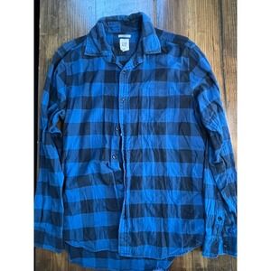 Gap Mens Blue Black Buffalo Plaid Flannel Shirt Nationals SF Panther Graphic XL